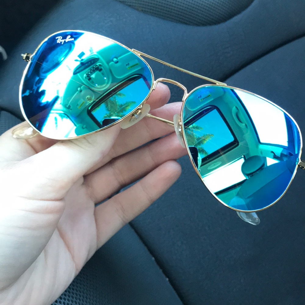 Ray Ban aviator classic blue gold medium size new